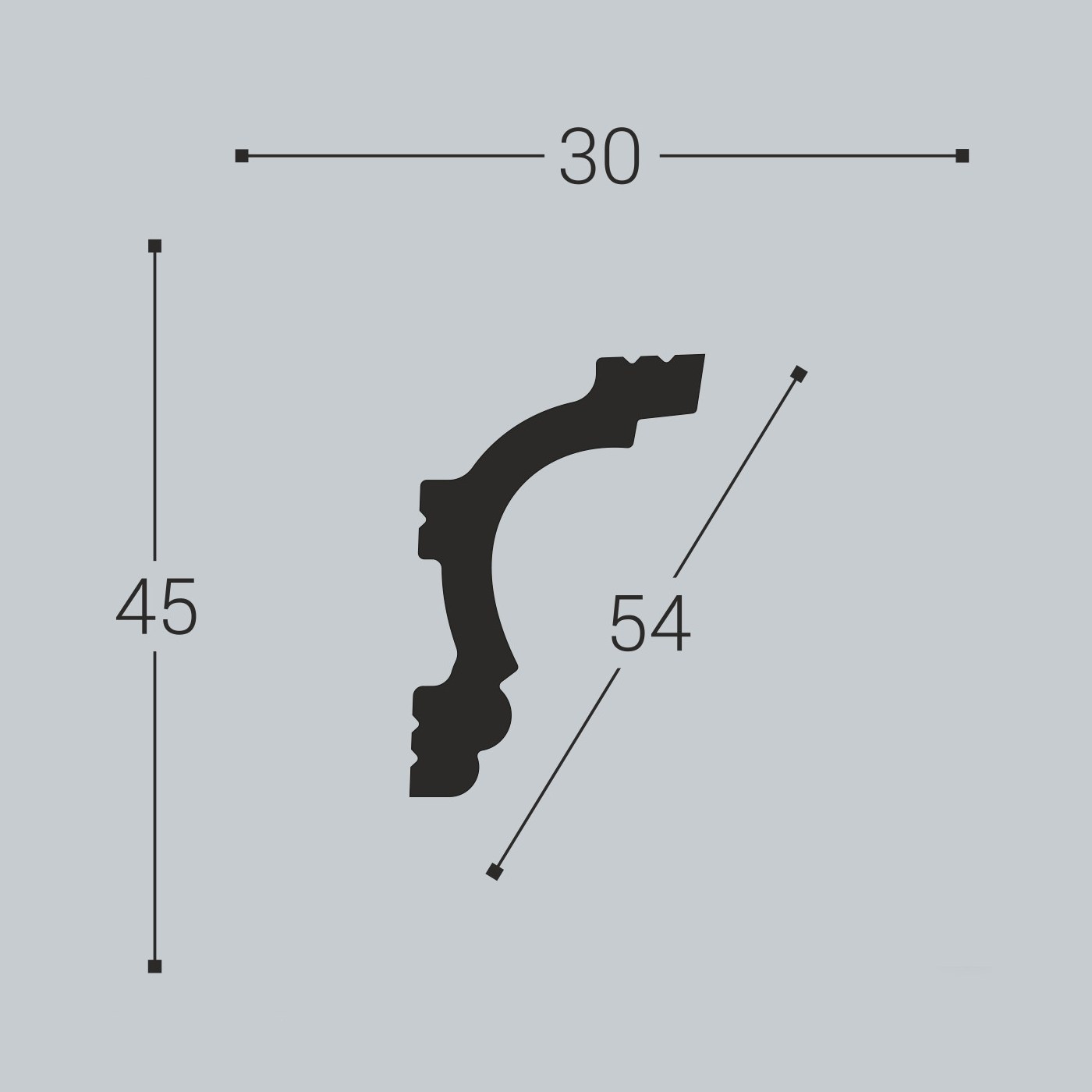 Потолочный плинтус под покраску Bello Deco K8 2000×30×45